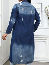 Distressed Button Up Collared Neck Denim Top OutfitFlow